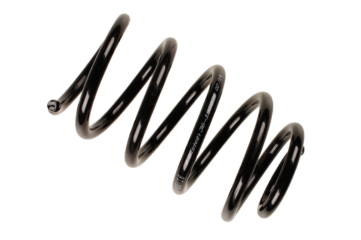 Bilstein B3 OE replacement coil spring for Audi TT 8N3, part number 36-195978, shown installed on vehicle suspension system.