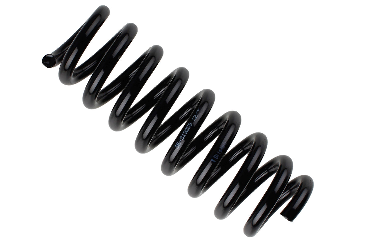 Bilstein B3 OE replacement coil springs for BMW E90 H, showing the sturdy metal coil springs in a close-up view.