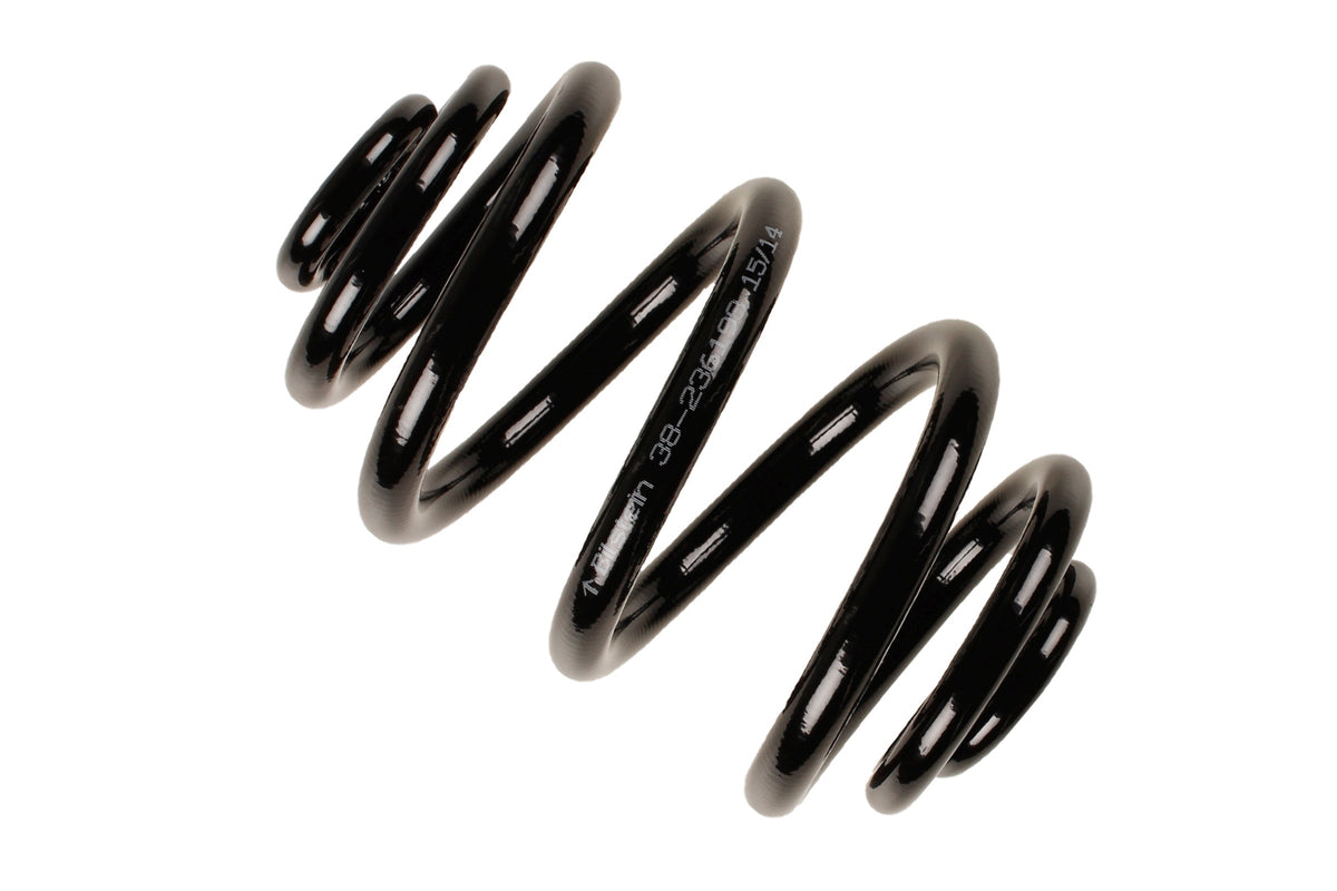 Bilstein B3 OE replacement coil spring for BMW 3 Series E46, part number 38-236198, showing the metal spring coiled in black.