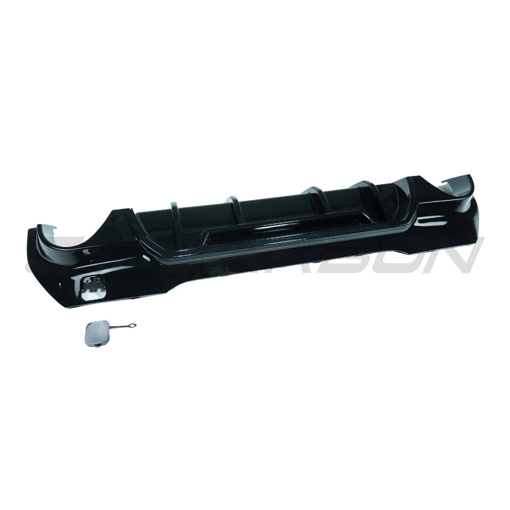 BMW F40 1 Series 2019-2024 CT Carbon gloss black diffuser with dual exhaust outlets, V1 design, for enhanced aerodynamics.
