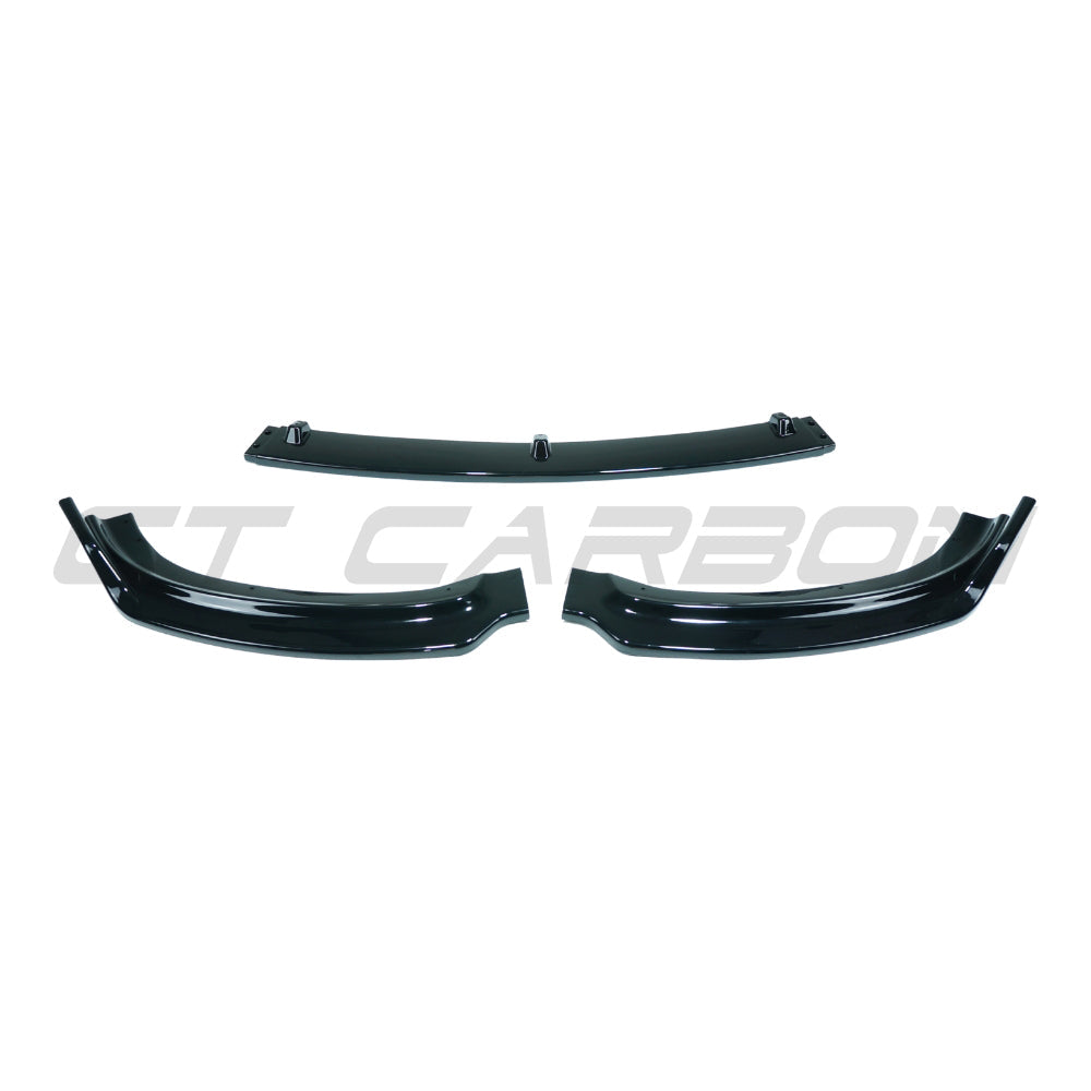 BMW 3 Series F30 F31 2012-2018 SE gloss black splitter by CT Carbon, showing the sleek, aerodynamic front splitter design.