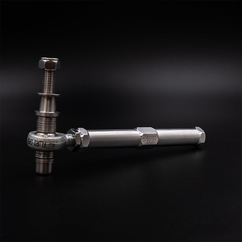 Suspension Secrets adjustable bump steer tie rod ends for Porsche 981 Cayman and Boxster GT4, automotive suspension linkage components.