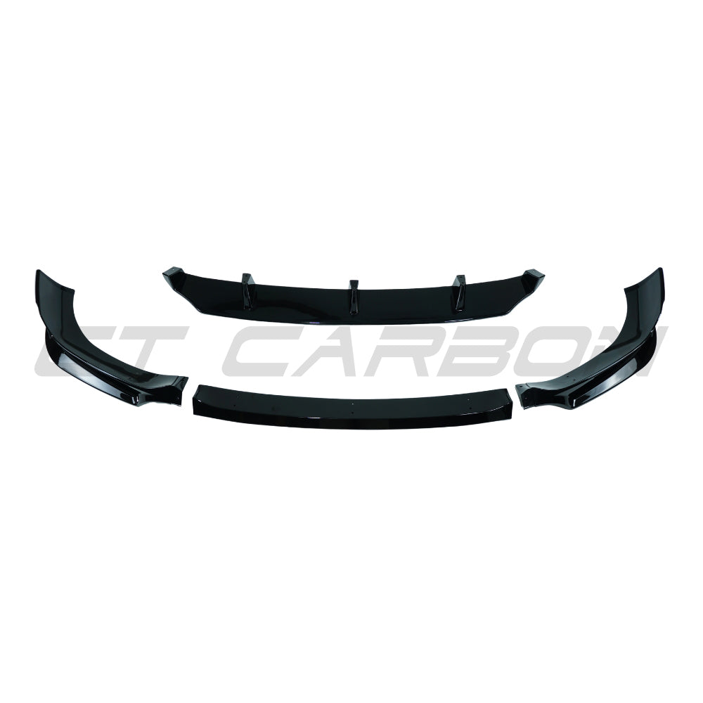 BMW X6 G06 2019-2022 CT Carbon gloss black splitter V2 installed on front bumper, showcasing sleek aerodynamic design.