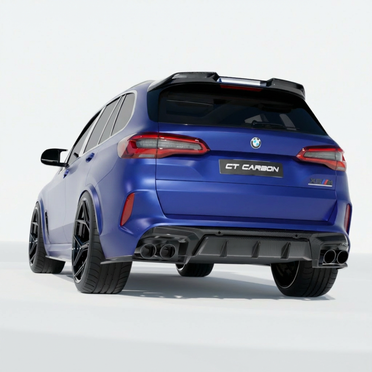 BMW F95 X5M 2019-2022 CT Carbon full kit with carbon fiber components, featuring sleek design details for the pre-LCI model.