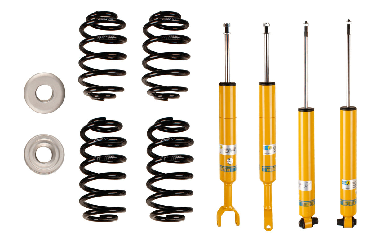 Bilstein B12 suspension kit for Volkswagen Passat (3B3), showing shock absorbers and coil springs in the image.