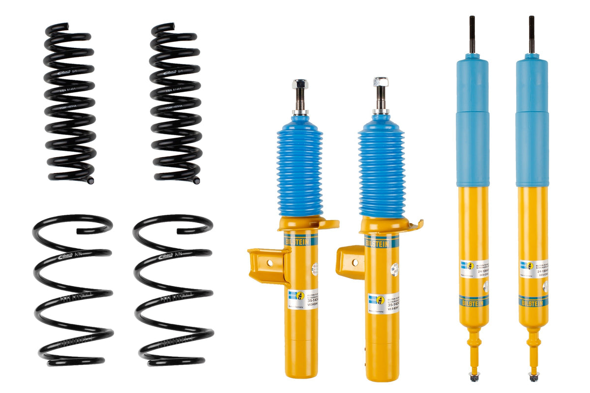 Bilstein B12 Suspension Kit for BMW 3 Series E90, featuring shock absorbers and coil springs for improved ride quality.