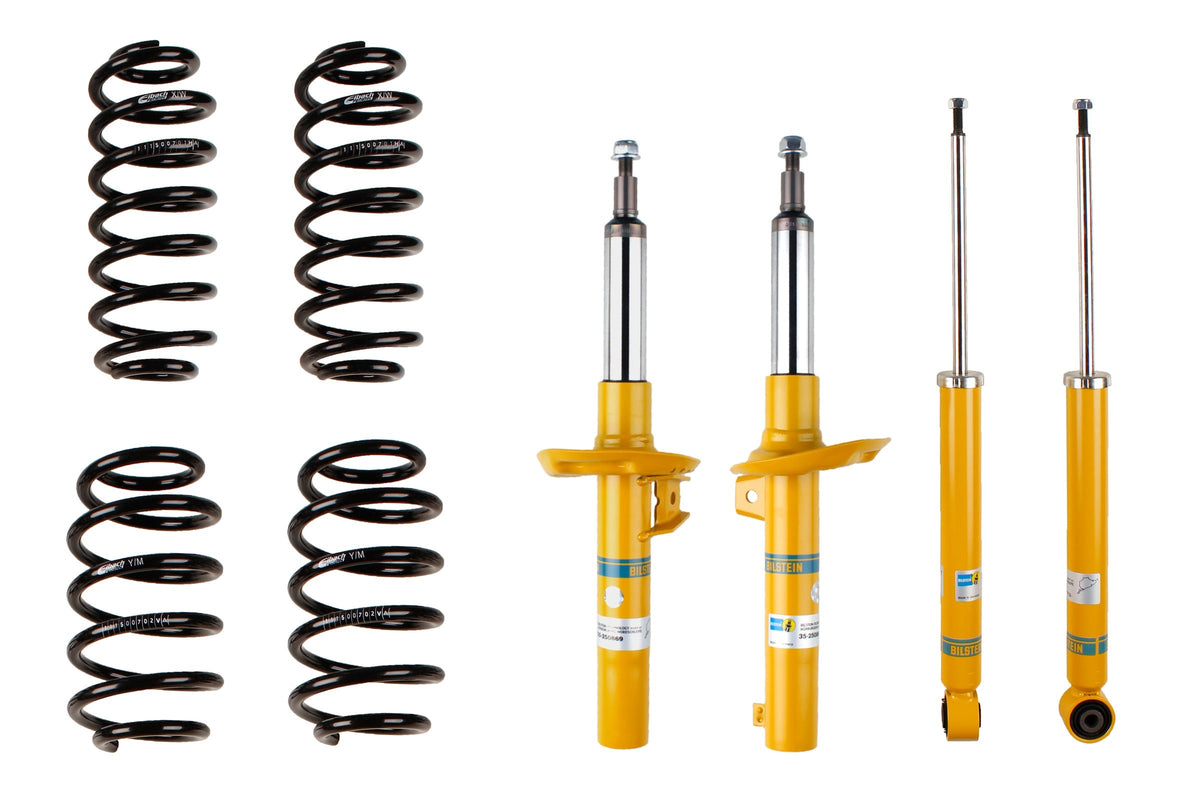 Bilstein B12 suspension kit installed on Volkswagen Golf V Variant showing coilovers and suspension components.