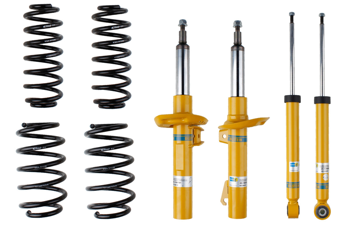 Bilstein B12 suspension kit for Audi A3 (8P1) with coil springs and shock absorbers, shown in the product image.