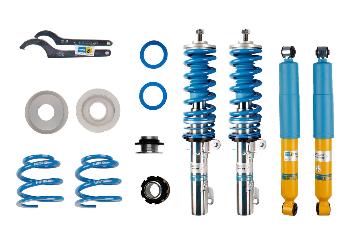 Bilstein B14 coilover suspension kit for Audi TT Quattro, featuring adjustable shocks and springs for improved handling.