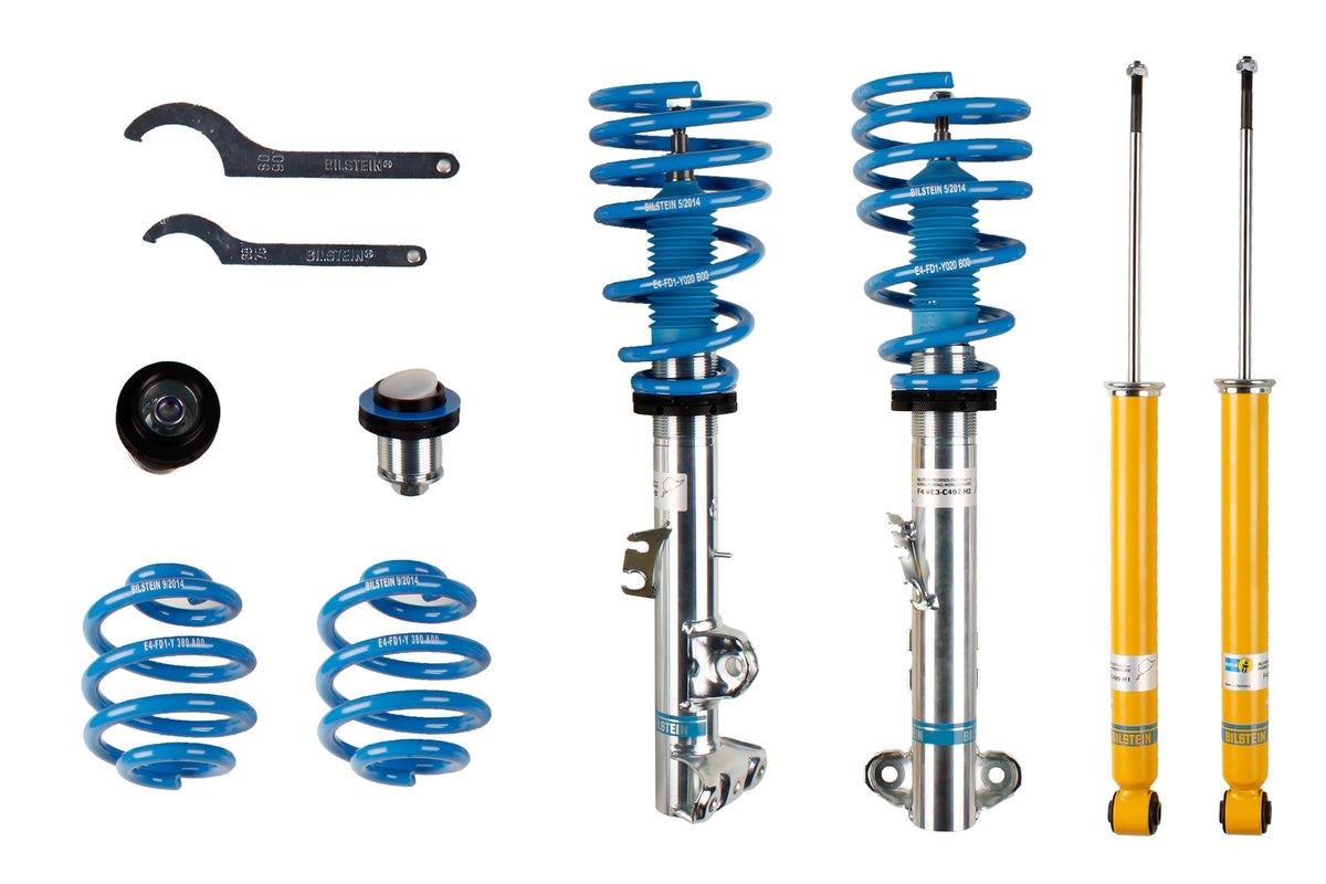 Bilstein B14 coilover suspension kit for BMW 3 Series E36 06.92- with adjustable shocks and coil springs, front and rear assembly.