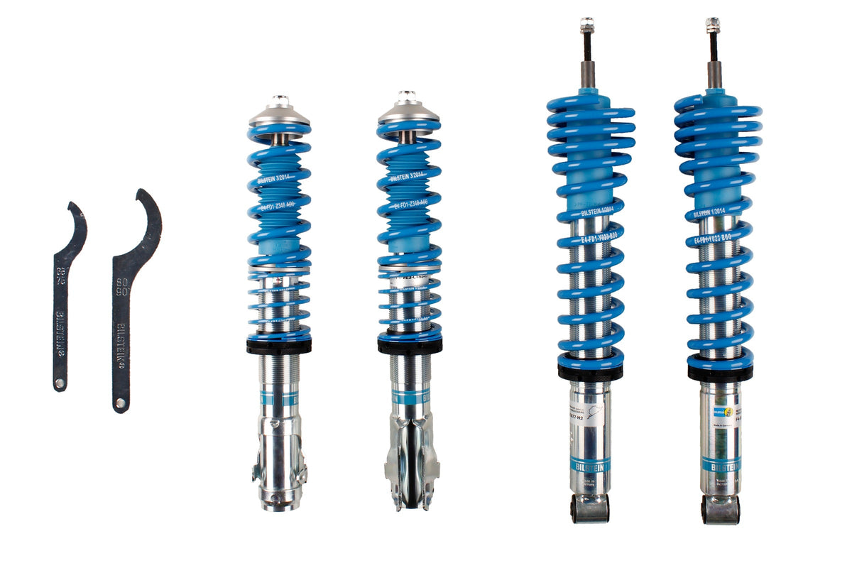 Bilstein B14 coilover suspension kit for Volkswagen Golf III Redesign, showing adjustable shocks and coil springs.