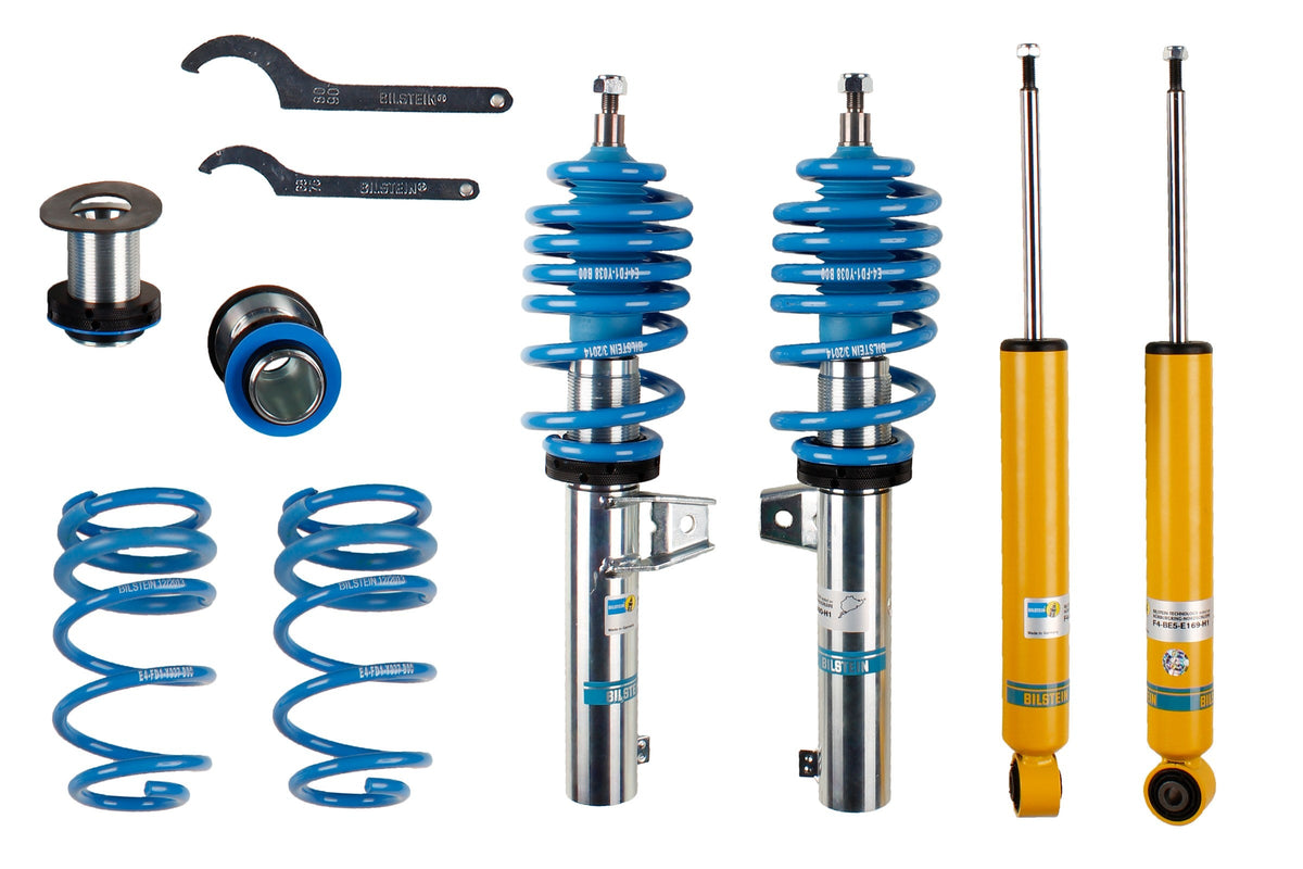 Bilstein B14 suspension coilover kit installed on Audi TT (8J) showcasing adjustable coilover struts and suspension components.