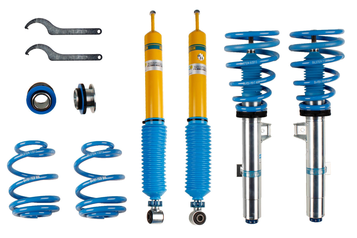 Bilstein B16 suspension coilover kit installed on a BMW Z4 E89, showing the adjustable shock absorbers and coilover components.