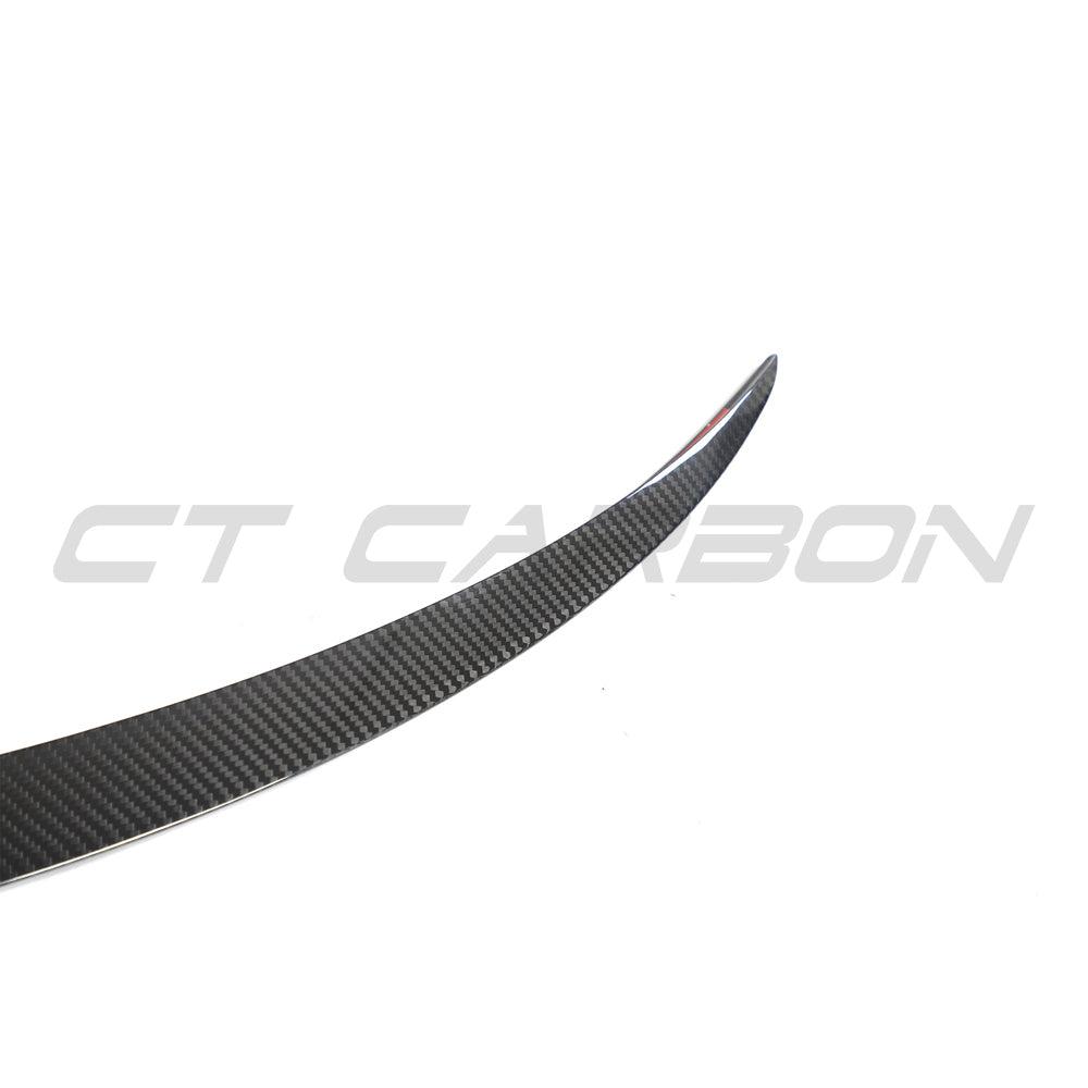 Tesla Model 3 Facelift 2023+ carbon fibre spoiler by CT Carbon, showing sleek aerodynamic design on the vehicle's rear.