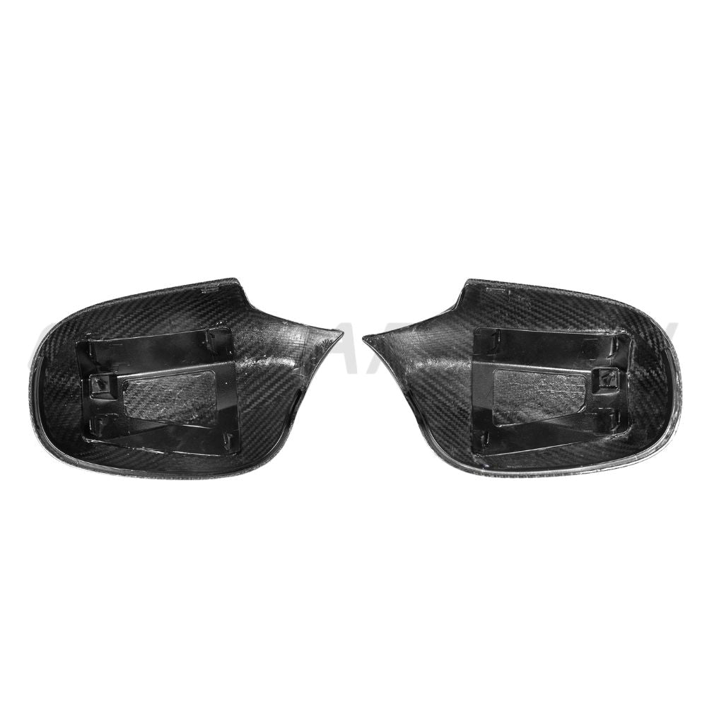 BMW 1 & 3 Series E82/E83/E87/E90/E91/E92/E93 2011-2013 LCI carbon fiber mirrors by CT Carbon, showing sleek mirror shells.
