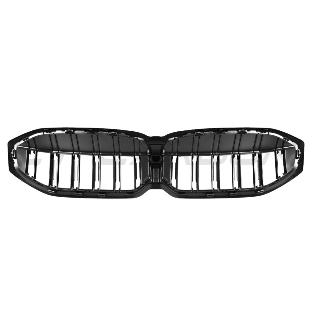 BMW 3 Series G20/G21 LCI 2022+ Carbon Fibre Double Slat Grille by CT Carbon, close-up of black textured grille design.
