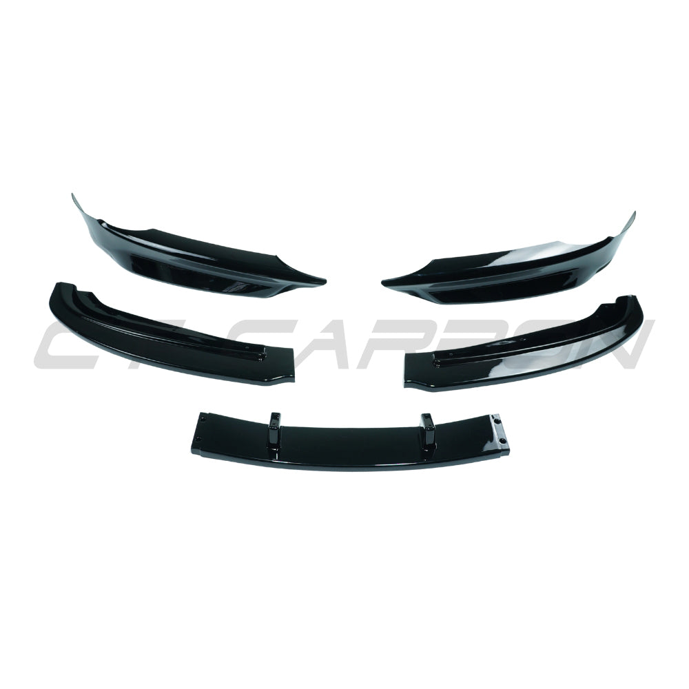 BMW 3 Series E90/E91 SE 2005-2009 CT Carbon gloss black splitter V2 installed on front bumper.