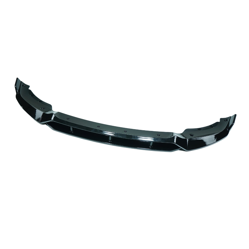 BMW X6 G06 2020-2023 CT Carbon gloss black splitter, V1, showing sleek aerodynamic design for the vehicle's front bumper.
