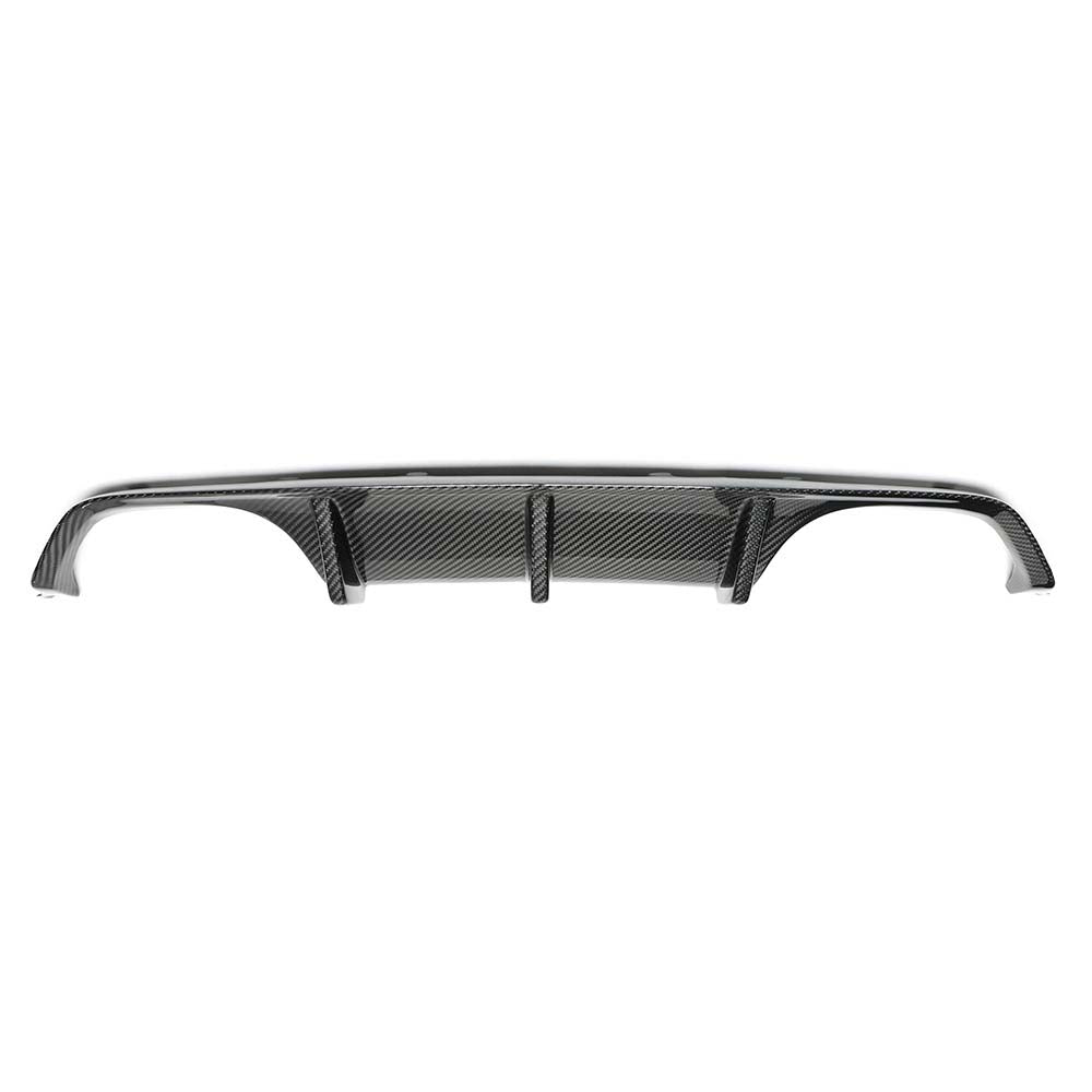 BMW M3 M4 F80 F82 F83 2014-2020 dry carbon fiber diffuser by CT Carbon showing sleek V6 design and aerodynamic details.