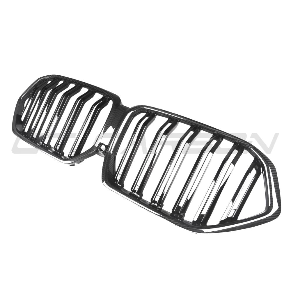 BMW X6 G06 2023+ LCI double slat carbon fibre grille by CT Carbon, showcasing sleek black pre-preg carbon fiber design.