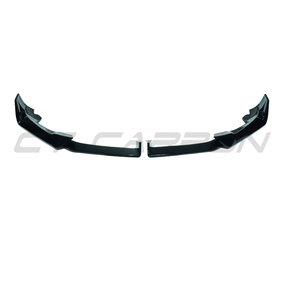 BMW X6 G06 2023+ LCI CT Carbon gloss black splitter, front aerodynamic upgrade for sporty appearance, mounted on vehicle.