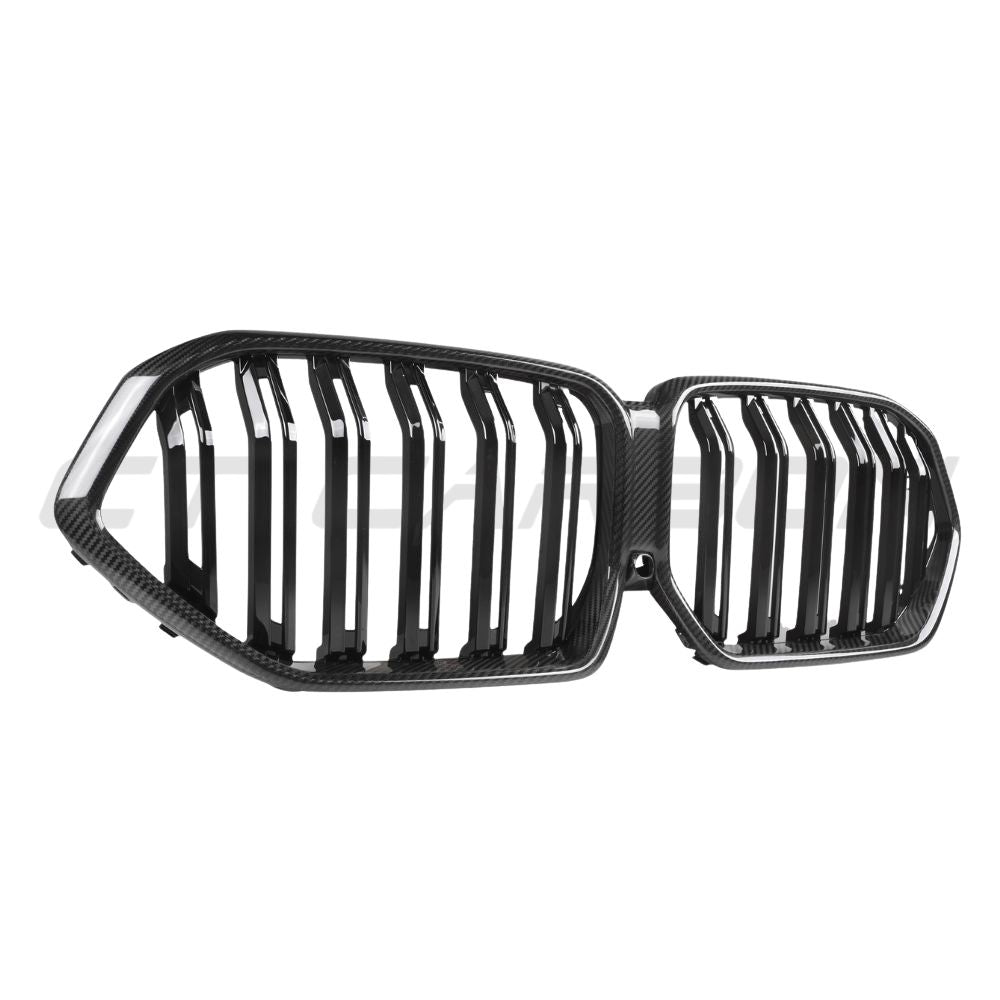 BMW X6 G06 2023+ LCI double slat pre-preg carbon fibre grille by CT Carbon, showcasing sleek black carbon fibre finish.