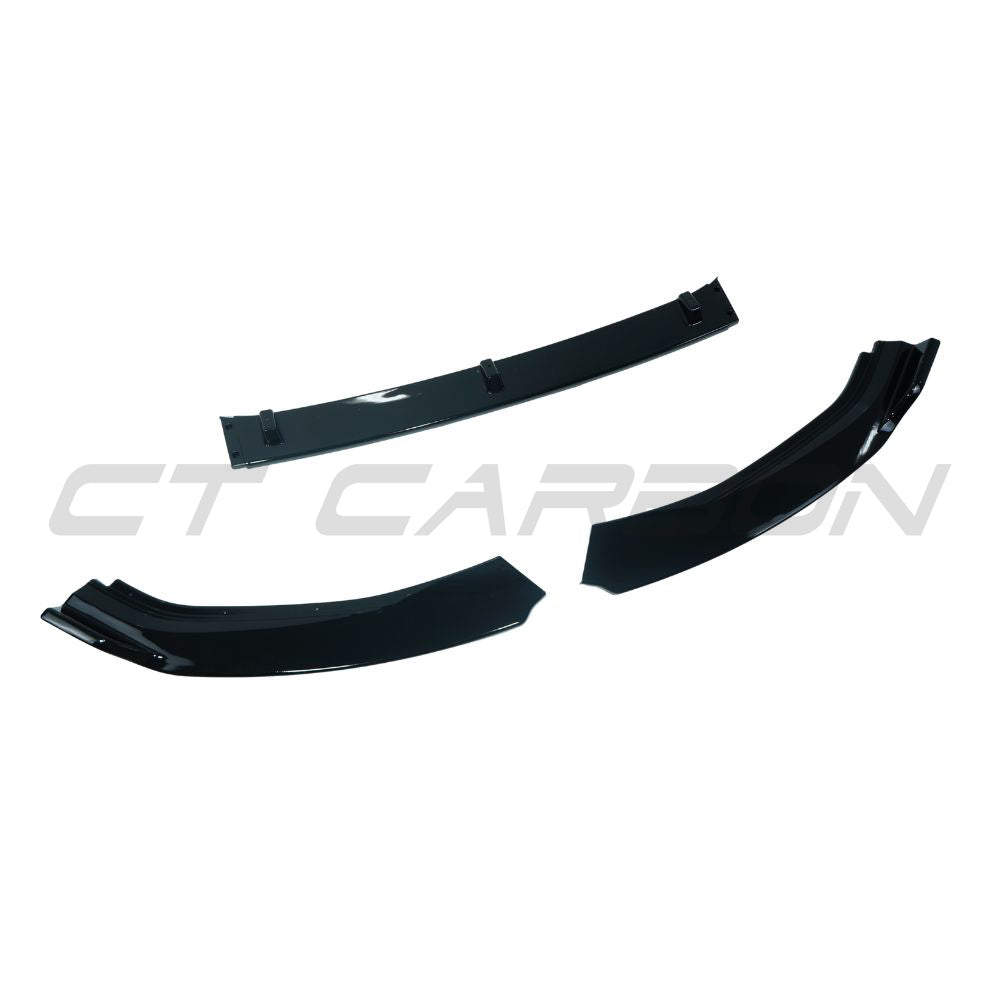 Gloss black splitter for Volkswagen Golf MK7/7.5 2012-2020 by CT Carbon, shown installed on the front bumper.