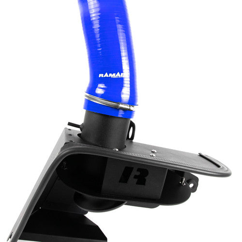 Ramair induction kit with blue intake hose, heat shield, and air filter for VW MK7 Golf GTI, Audi S3, Seat Leon Cupra, and Skoda Octavia RS