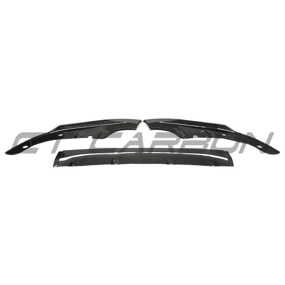 BMW G20 3 Series Pre-LCI 2019-2022 CT Carbon dry carbon fibre splitter, V4, showing detailed aerodynamic design.