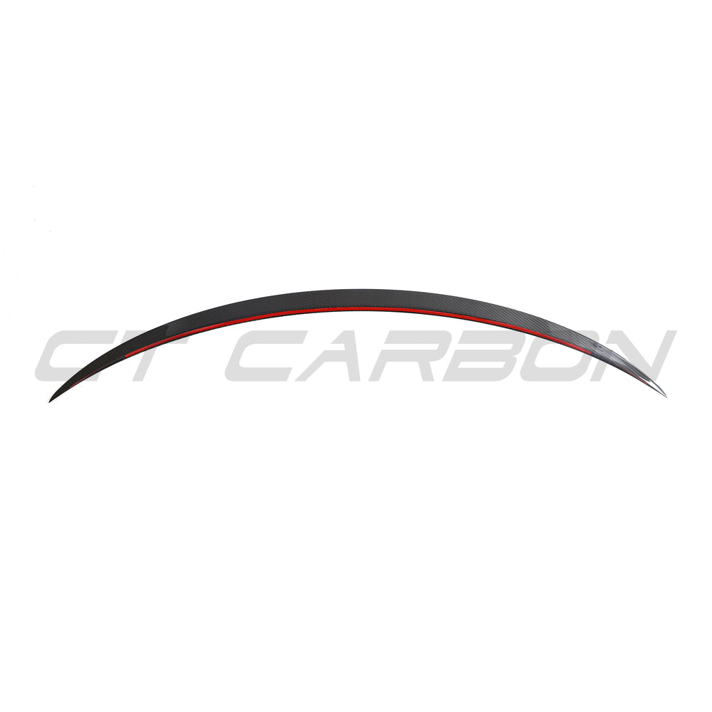 Tesla Model 3 Facelift 2023+ carbon fibre spoiler by CT Carbon, showcasing sleek aerodynamic design and textured finish.