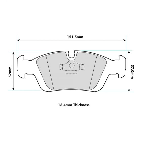 BMW Z4 Coupe (E85) front brake pads by PBS, performance brake pads for 2.0 to 3.0 engine models, shown in image.