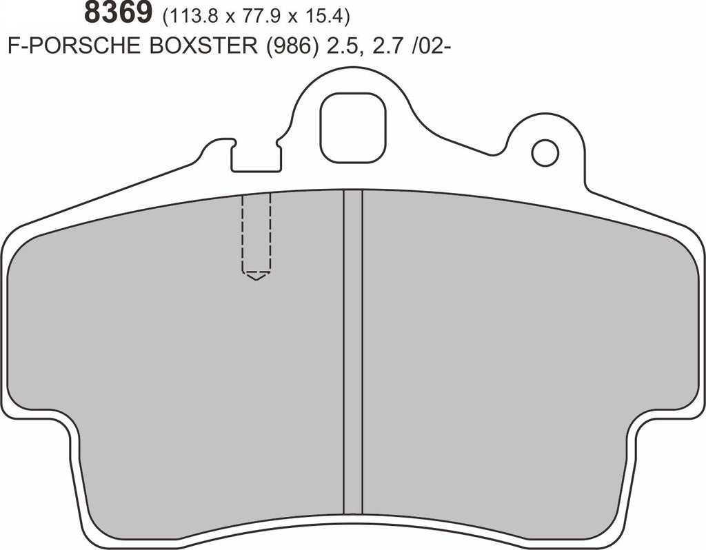 PBS Porsche Boxster 987 2.7 front brake pads, performance brake pads with detailed metal backing and friction surface.