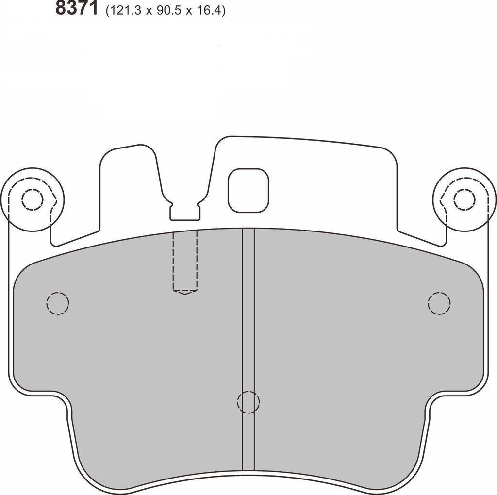 PBS Porsche 911 (997) 3.6 Carrera front brake pads 8371, high-performance brake pads with metallic finish and mounting hardware.