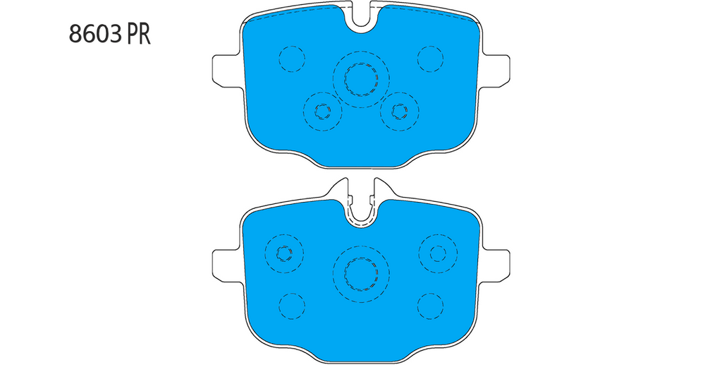BMW G80 M3 M4 rear performance brake pads by PBS, showing the black metal brake pad with mounting hardware.