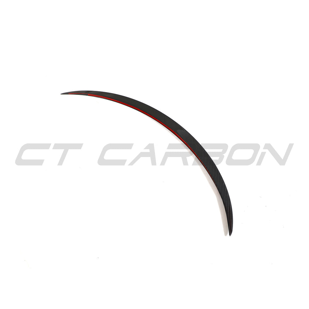Tesla Model 3 Facelift 2023+ carbon fibre spoiler by CT Carbon, showing the sleek, aerodynamic design on the car's rear.