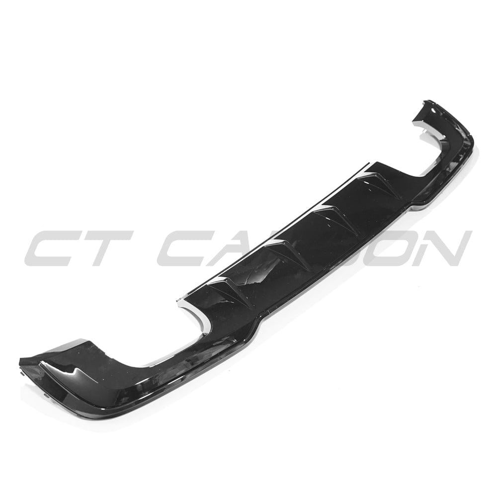 CT Carbon gloss black diffuser for Audi A3/S3 8V facelift Sportback 5-door, showcasing sleek aerodynamic design.
