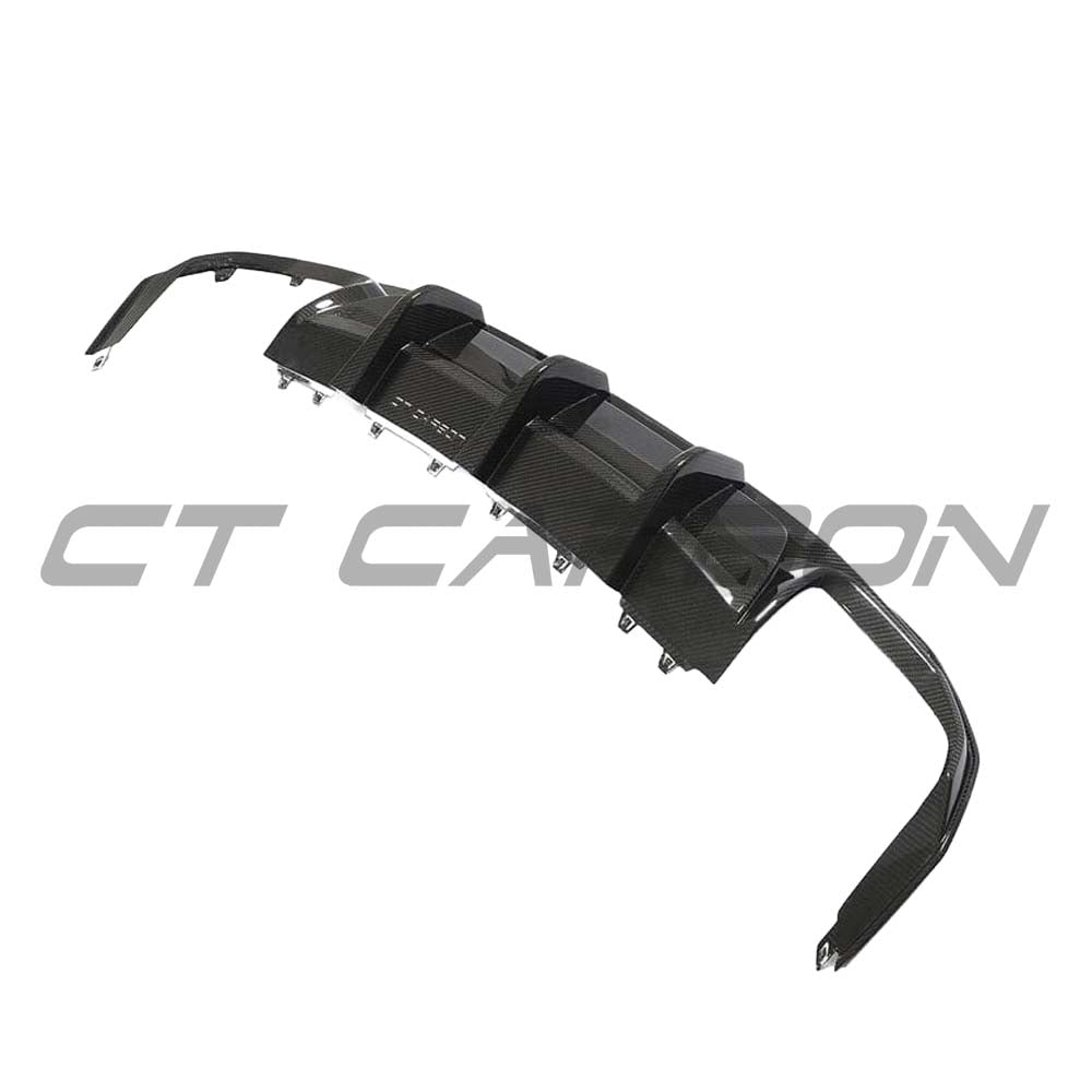 Audi A3/S3/RS3 Sportback carbon fibre diffuser kit by CT Carbon, featuring sleek, lightweight carbon fiber design for enhanced aerodynamics.
