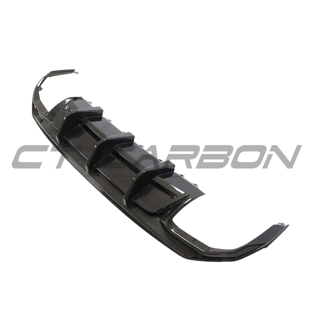 Audi A3 S-Line and S3 8Y carbon fibre diffuser by CT Design, showcasing sleek carbon fibre finish and aerodynamic design.