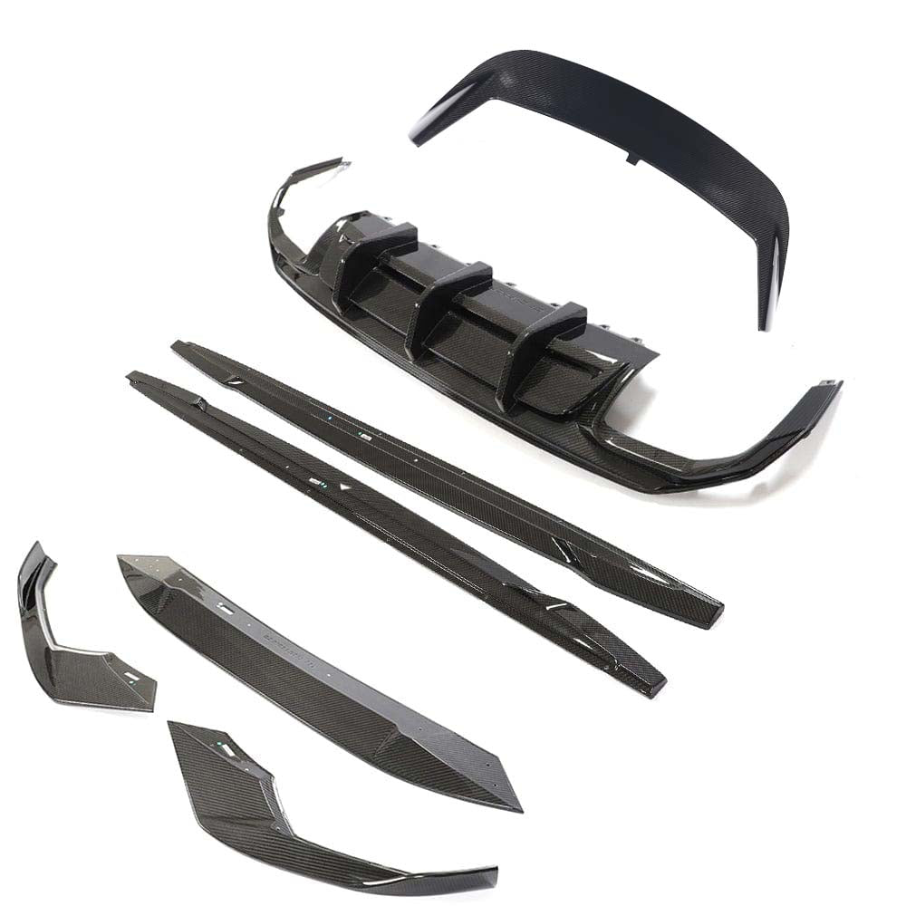 Full Audi A3/S3/RS3 8Y Sportback carbon fibre kit by CT Carbon, showcasing sleek, lightweight carbon fibre components.