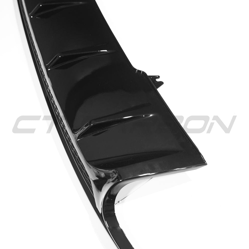 Gloss black diffuser for Audi A4 S-Line and S4 B9 (2016-2019) by CT Carbon, showcasing sleek aerodynamic design.