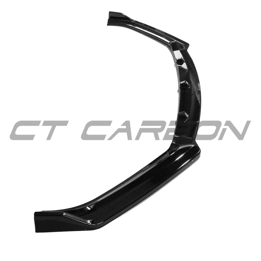 Gloss black splitter for Audi A4 S-Line and S4 B9 (2016-2019) by CT Carbon, showcasing the sleek aerodynamic design.