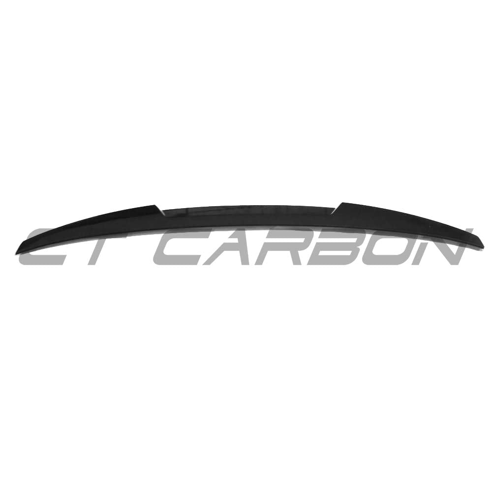 Gloss black saloon spoiler for Audi A4 and S4 B9 models by CT Carbon, shown installed on the vehicle's rear.
