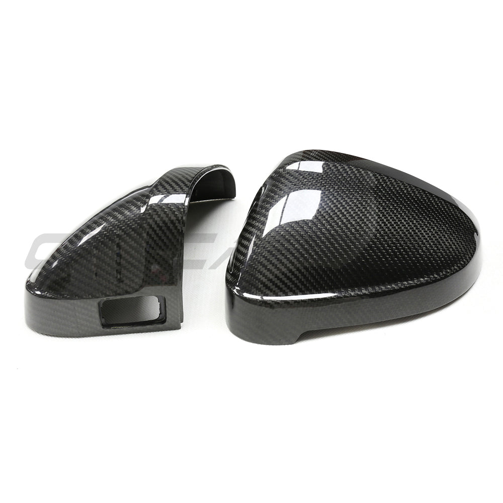 Audi A4/S4/RS4/A5/S5/RS5 B9 2016-2025 carbon fiber mirror covers with lane assist from CT Carbon, designed for accessories.