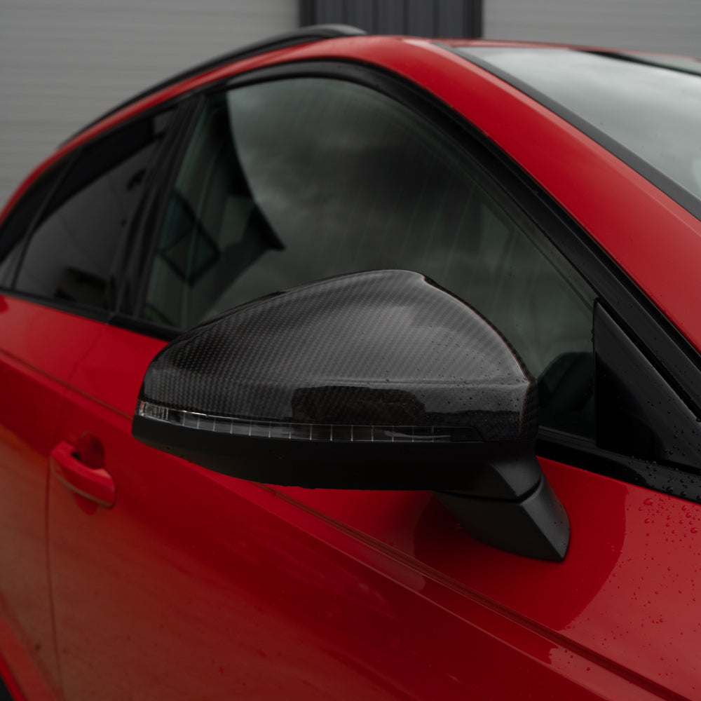 AUDI B9 A4 S4 RS4 A5 S5 RS5 carbon fiber mirror accessories by CT Carbon, without lane assist, for 2016-2025 models.