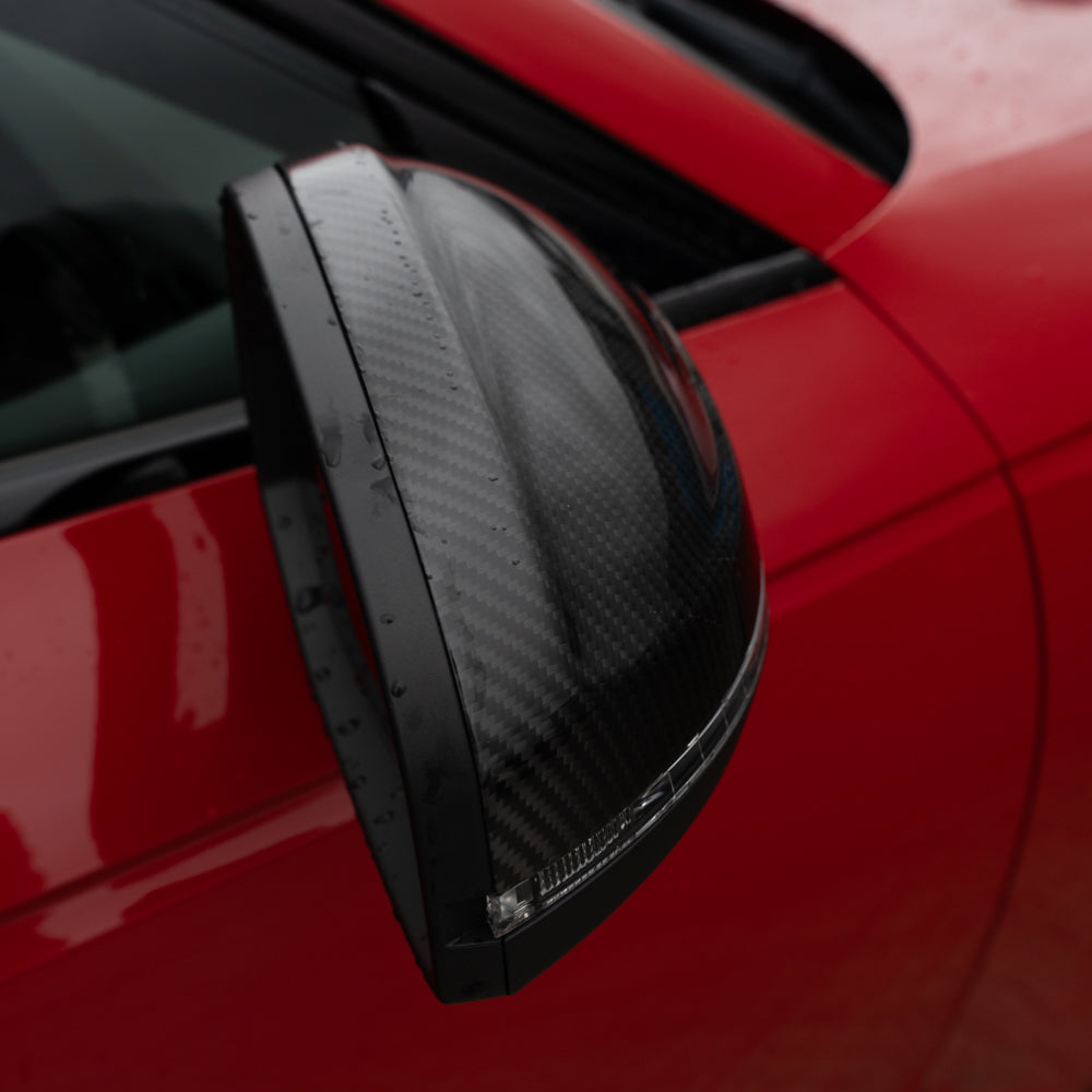 Audi A4/S4/RS4/A5/S5/RS5 B9 2016-2025 carbon fiber mirror accessories with lane assist by CT Carbon, showcasing sleek lightweight design.