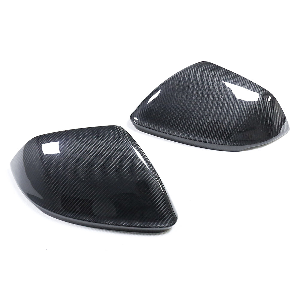 Carbon fibre side mirrors for Audi Q8, SQ8, RSQ8, and Lamborghini Urus with lane assist from CT Carbon.