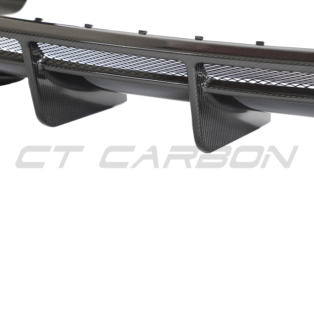 CT Carbon Audi R8 V10 Gen 2.5 carbon fiber diffuser showing sleek aerodynamic design and high-quality craftsmanship.