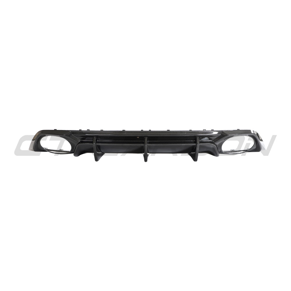 Audi RS3 8Y 2022-2024 carbon fibre rear diffuser V2 by CT Carbon, showcasing sleek, aerodynamic design for sporty appearance.