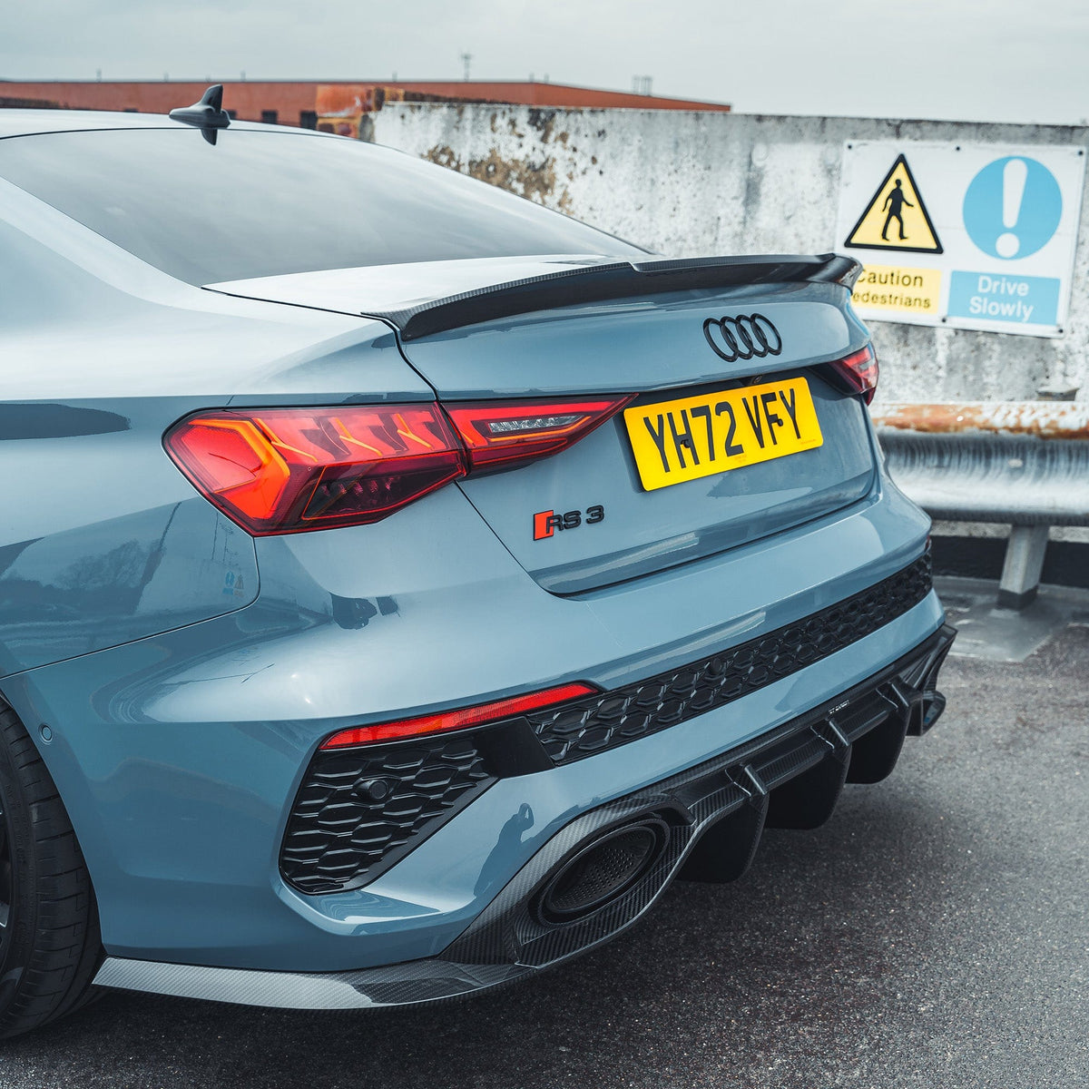 Full CT Design Kit for Audi RS3 8Y saloon 2022-2024, featuring carbon fiber accents and sporty styling details.