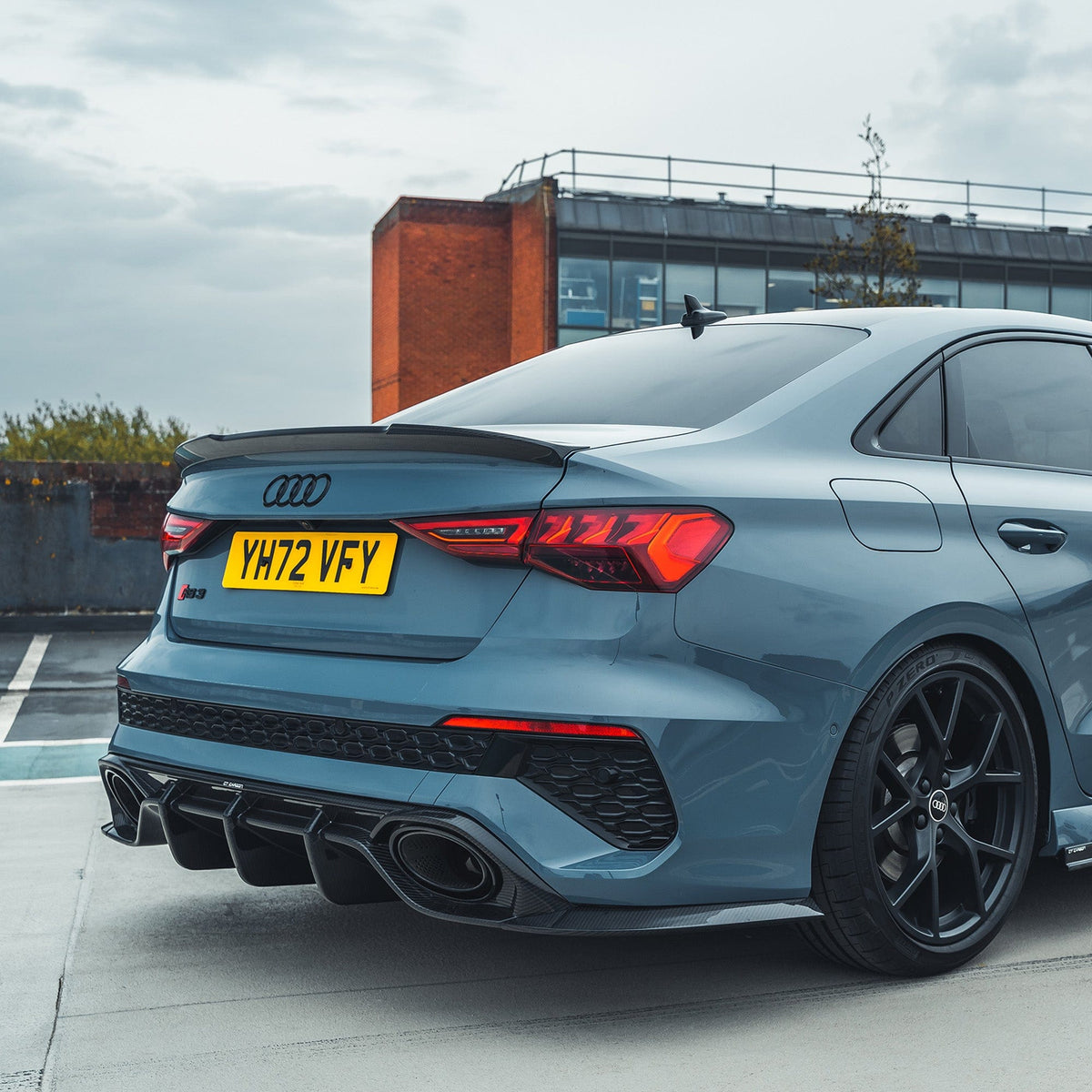 Full CT Design Kit for Audi RS3 8Y saloon, 2022-2024, featuring carbon fiber accents and aerodynamic styling details.
